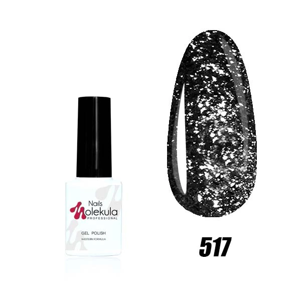 Гель-лак Molekula Diamond №517 чорний, світловідбивний 6 мл