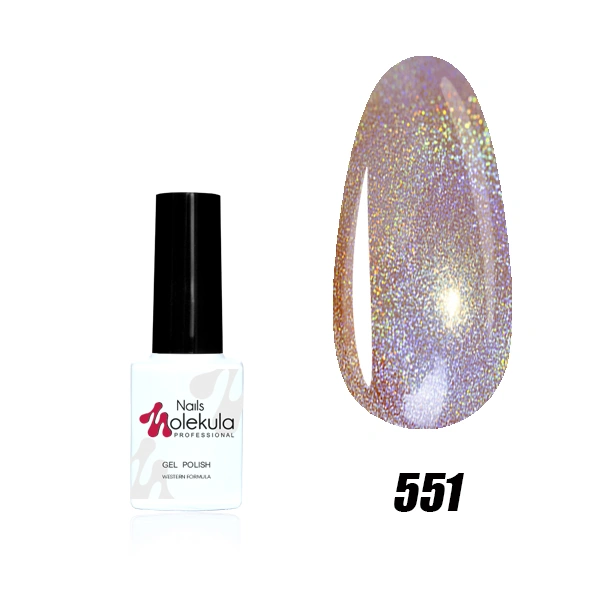 Гель-лак Molekula Holographic №551 срібно-перлинний, голографічний 6 мл