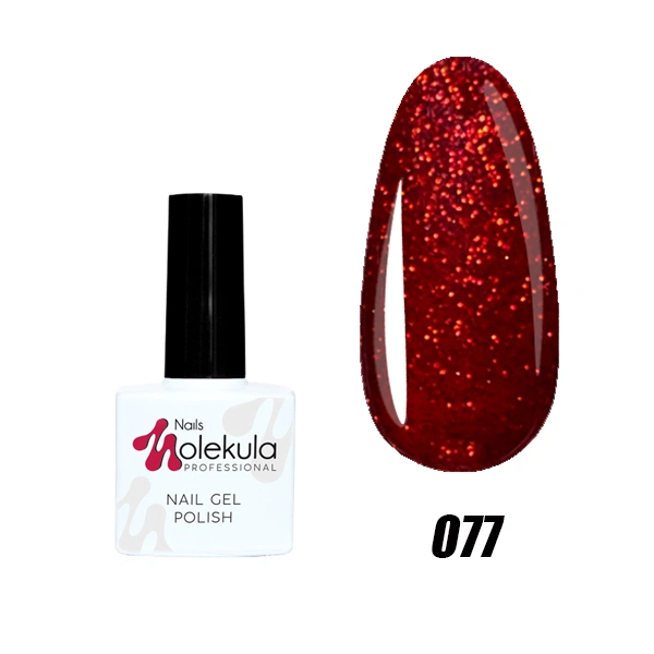 Гель-лак Molekula Gel Polish №077 Червоний мерехтливий, Перламутр 11 мл