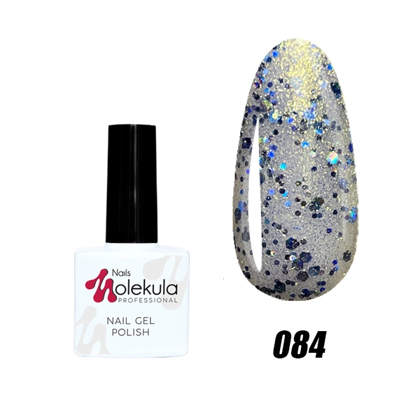 Гель-лак Molekula Gel Polish №084 Срібло із синім гліттером 11 мл