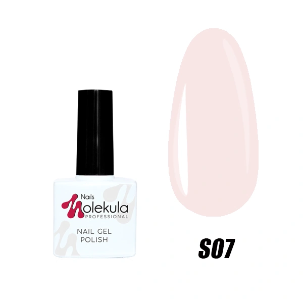 Гель-лак Molekula S07 White Lady молочний з рожевим підтоном, емаль 11 мл