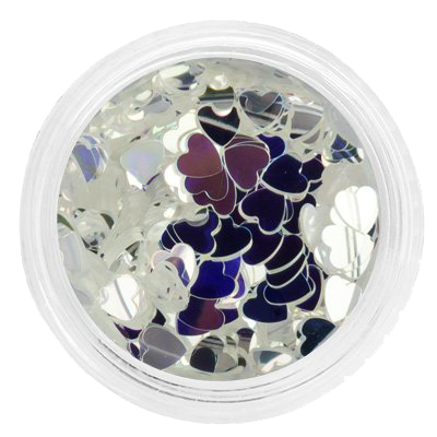 Паєтки для нігтів серця Molekula Sequins Hearts (Silver) срібло