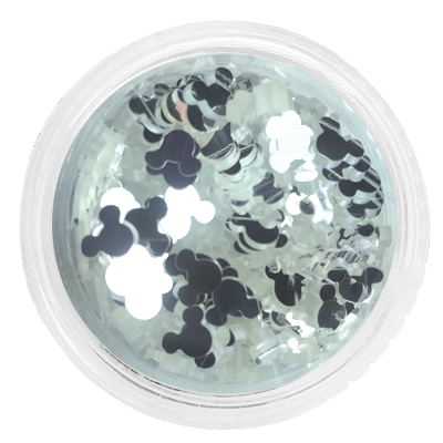 Паєтки для нігтів міккі маус Molekula Sequins Micky Mouse (Silver) срібло