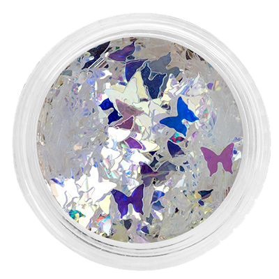 Паєтки для нігтів метелика Molekula Sequins Butterflies (White Holographic) білий голографік