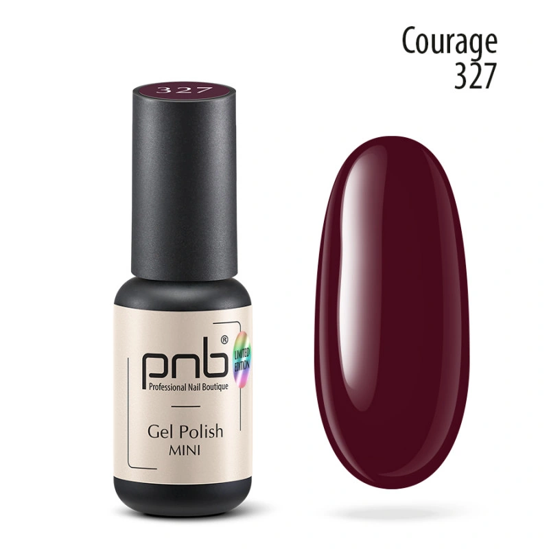 Гель-лак PNB №327 Courage глибокий бордовий, емаль 4 мл