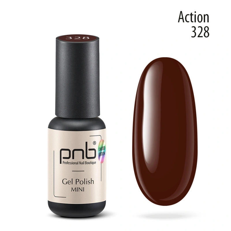 Гель-лак PNB №328 Action насичений коричневий, емаль 4 мл