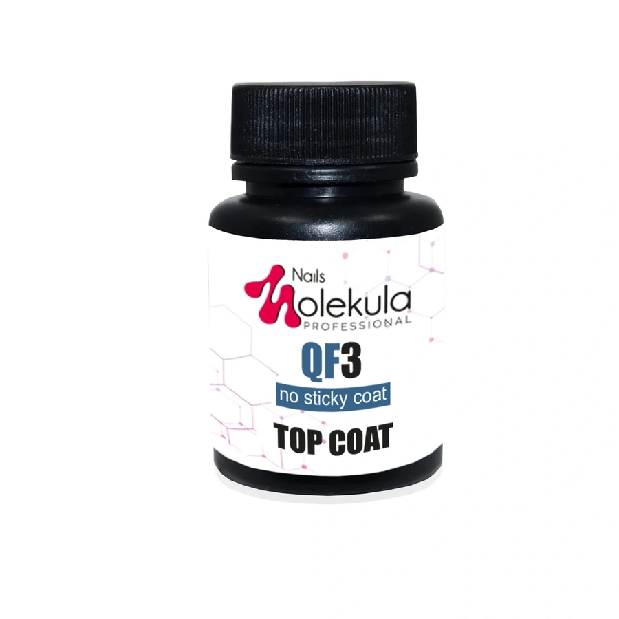 Топ без липкого шару Molekula No Sticky Top Coat QF3 з глянцевим блиском 30 мл