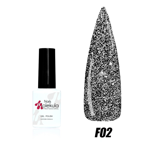 Гель-лак Molekula Flash Effect №F02 графітовий, світловідбивний 6 мл