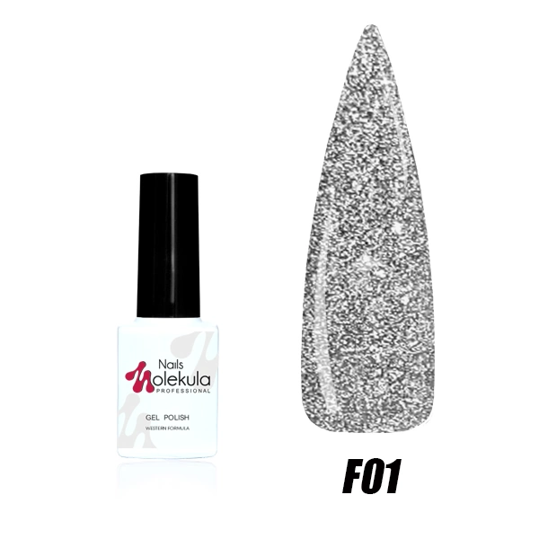 Гель-лак Molekula Flash Effect №F01 срібло, світловідбивний 6 мл