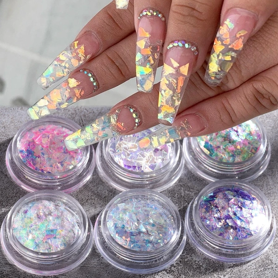 Паєтки для нігтів бите скло Molekula Sequins Broken Glass (Silver) срібло