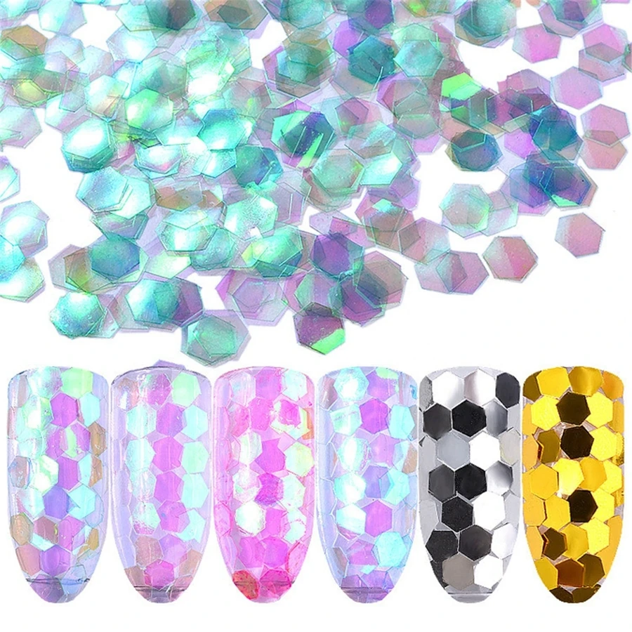 Паєтки для нігтів шестигранники Molekula Sequins for Nails (Holographic White) білий голографік