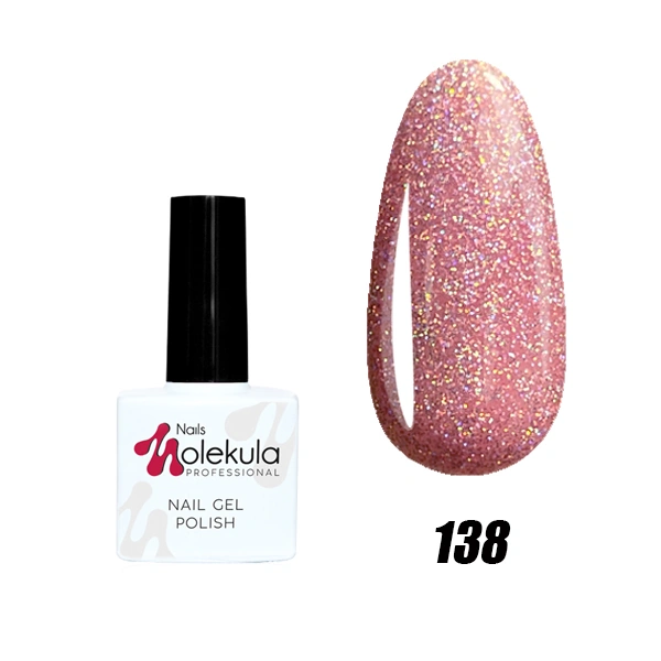 Гель-лак Molekula Gel Polish №138 рожевий з голографічними блискітками 11 мл