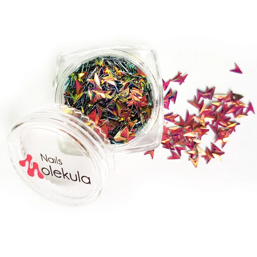 Декор для нігтів луска дракона Molekula Nail Decor Dragon Scale рожево-зелений голографік 1,5 г