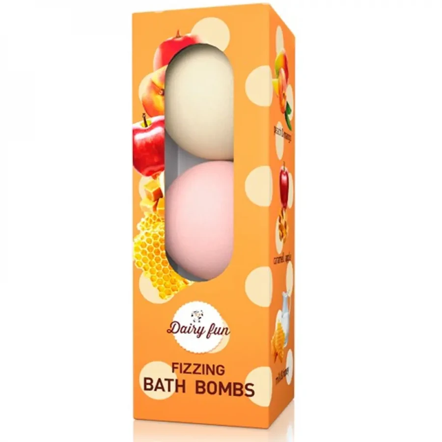 Бомбочки для ванн Delia Dairy Fun Fizzing Bath Bombs 3 шт x молоко та мед, карамельне яблуко, персик 100 г