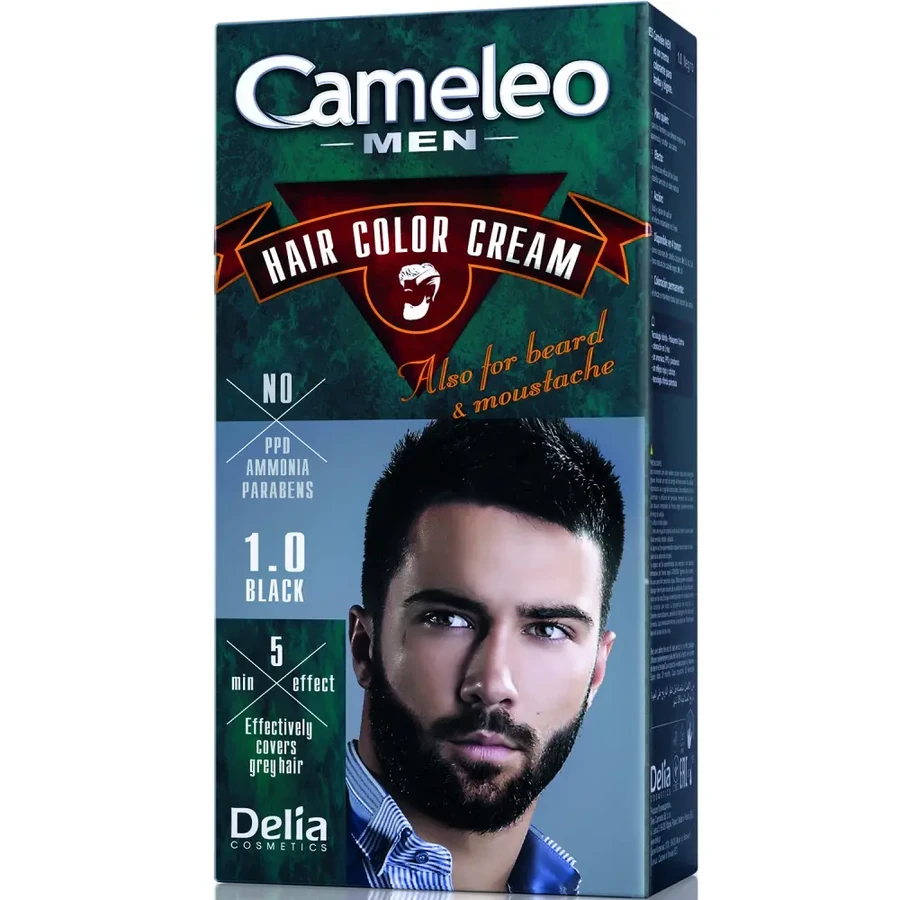 Фарба для волосся та бороди Delia Cameleo Men Hair Color Cream Black чорний 30 мл