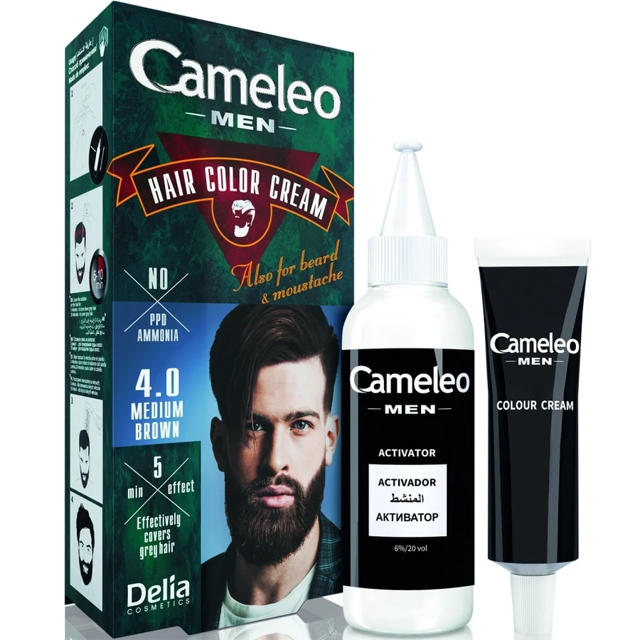 Фарба для волосся та бороди Delia Cameleo Men Hair Color Cream Medium Brown коричневий 30 мл