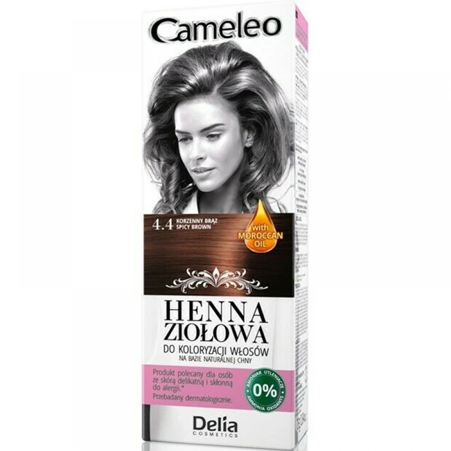 Фарба-мус для волосся трав`яна з хною Delia Cameleo Herbal Hair Dye-mousse with Henna Spicy Brown пряний коричневий 75 г