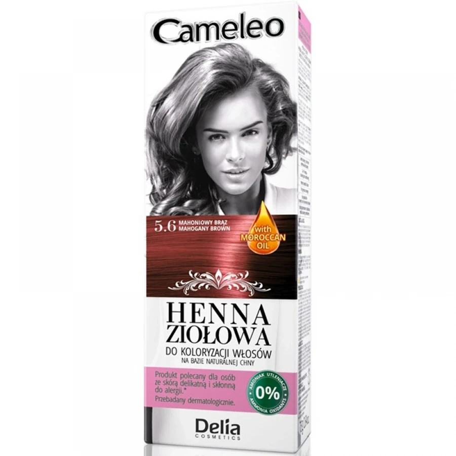Фарба-мус для волосся трав`яна з хною Delia Cameleo Herbal Hair Dye-mousse with Henna Mahogany Brown до оричневий махагон 75 г