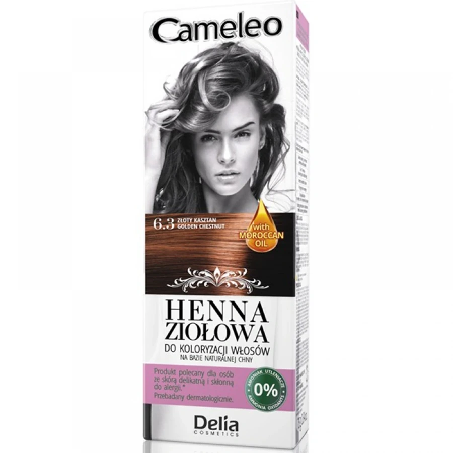 Фарба-мус для волосся трав`яна з хною Delia Cameleo Herbal Hair Dye-mousse with Henna Golden Chestnut з олотистий каштан 75 г