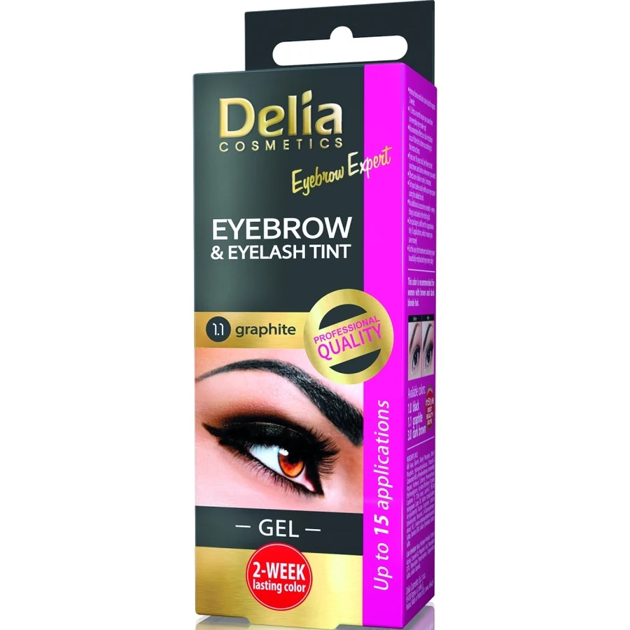 Гель-фарба хна для брів та вій Delia Eyebrow & Eyelash Tint Dark Graphite графітова 15 мл