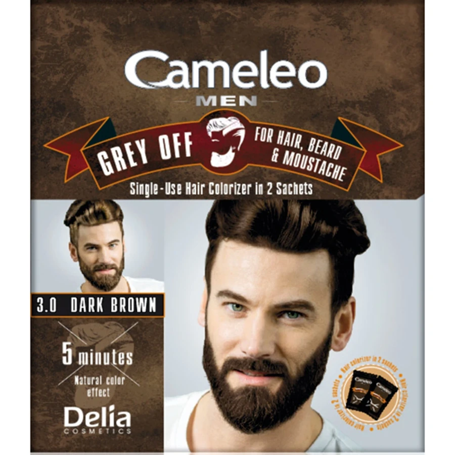 Фарба для волосся, вусів та бороди Delia Cameleo Men Grey Off Dark Brown 2х15 темно-коричневий