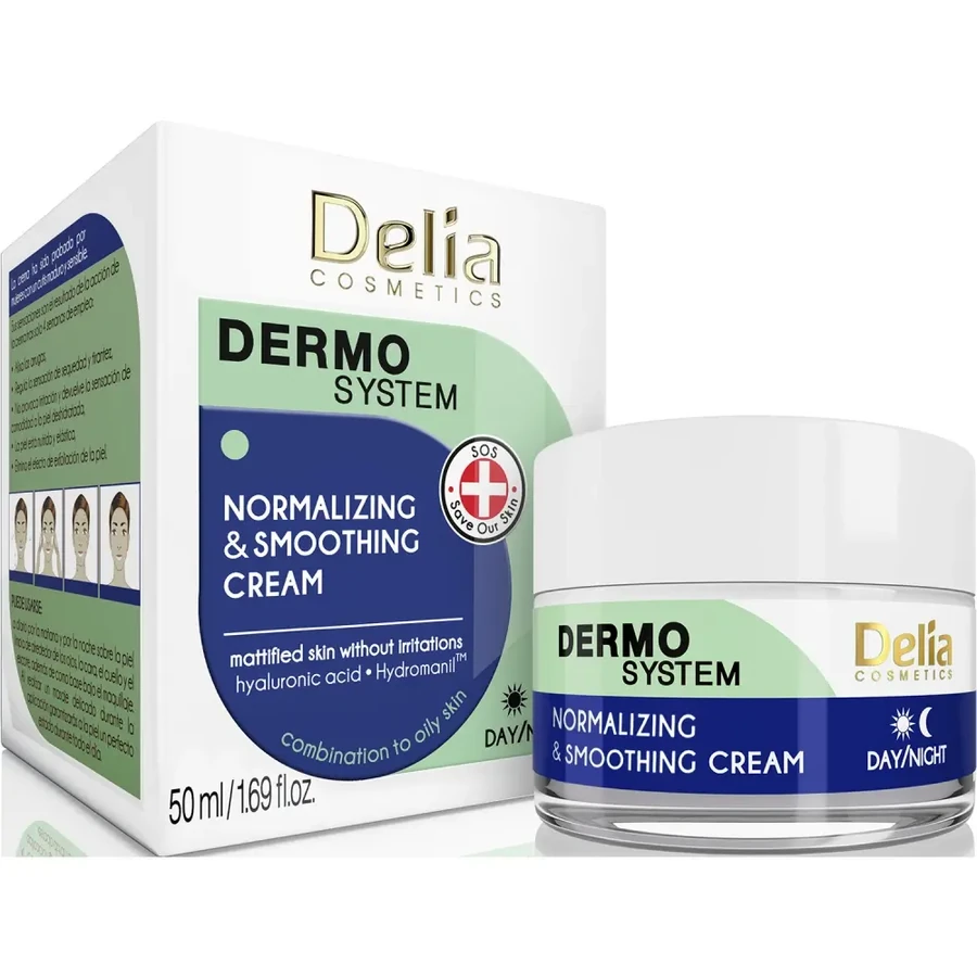 Крем для обличчя нормалізує та відновлює Delia Dermo System Normalizing & Soothing Cream 50мол