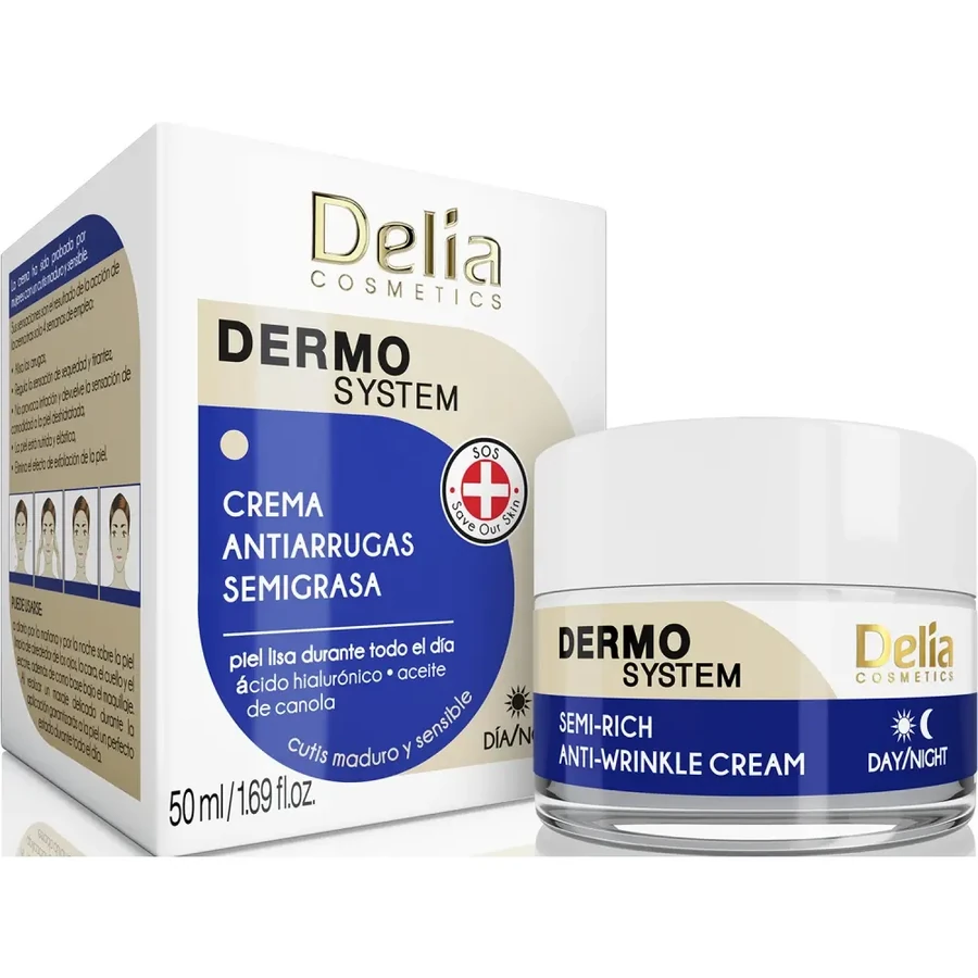 Крем для обличчя проти зморшок Delia Dermo System Semi-Rich Anti-Wrinkle Cream 50 мл