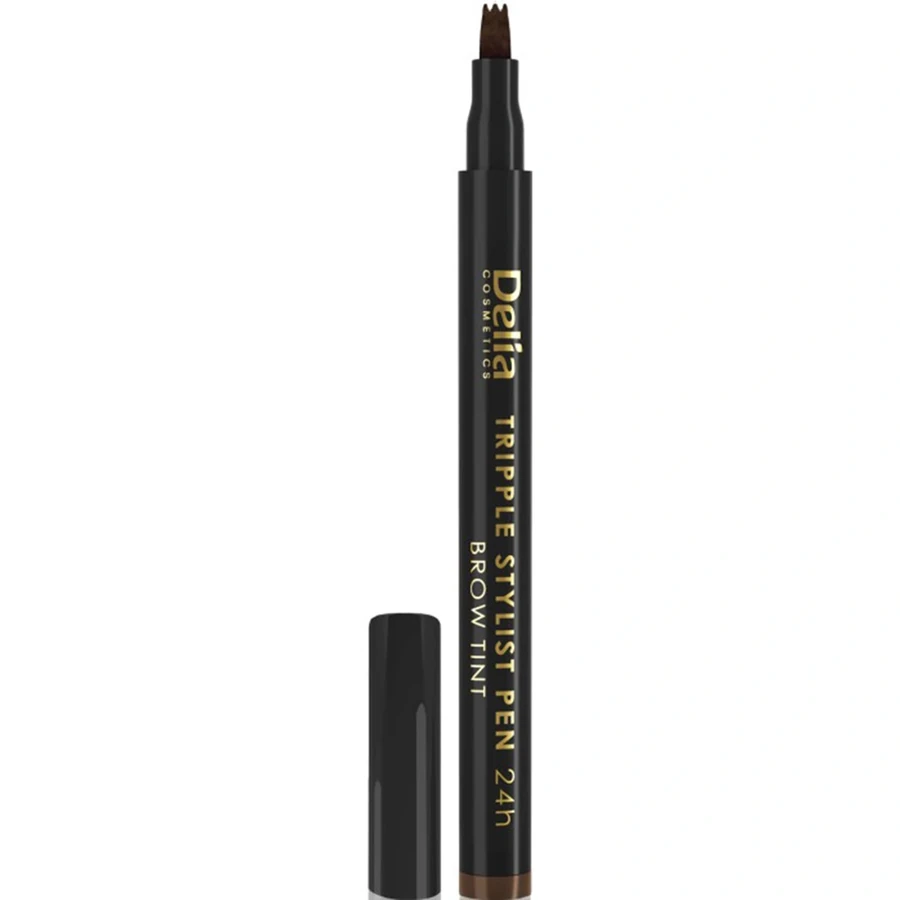 Пір`яний маркер для брів Delia Tripple Stylist Pen 24h Brow Tint Black чорний