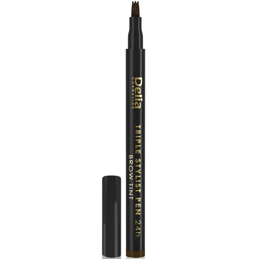 Пір`яний маркер для брів Delia Tripple Stylist Pen 24h Brow Tint Brown коричневий