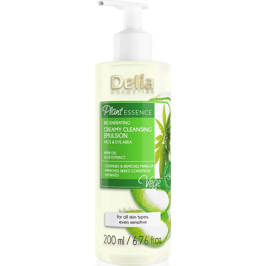 Очищаюча емульсія для обличчя та очей Delia Plant Essence Regenerating Creamy Cleansing Emulsion Face & Eye Area 200 мл