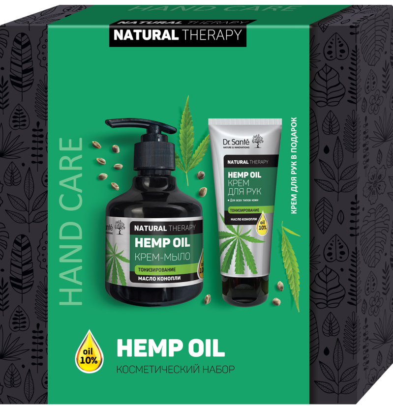 Косметичний набір для рук Dr.Sante Natural Therapy Hemp Oil Hand Care рідке мило + крем для рук