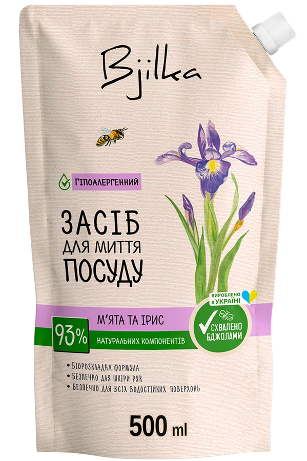 Засіб для миття посуду М`ята та ірис Bjilka Dishwashing Detergent Mint and Iris 500 мл