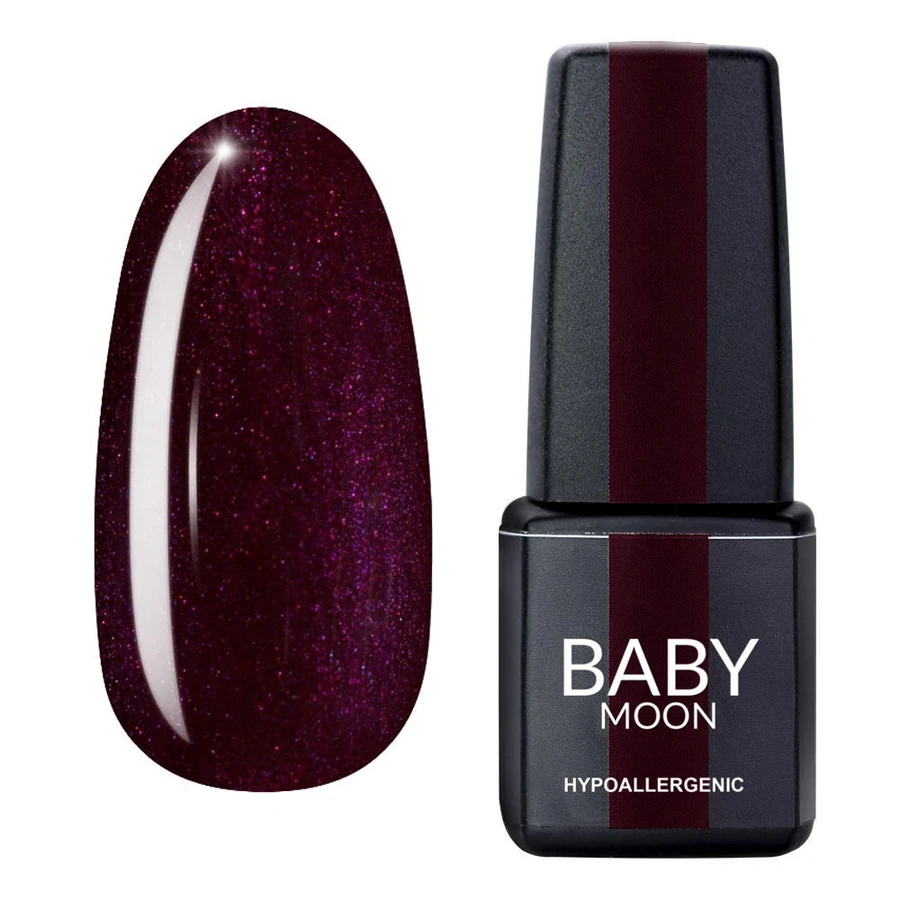 Гель-лак BABY MOON Burgundy Gel Polish №008 баклажановий, із шиммером 6 мл