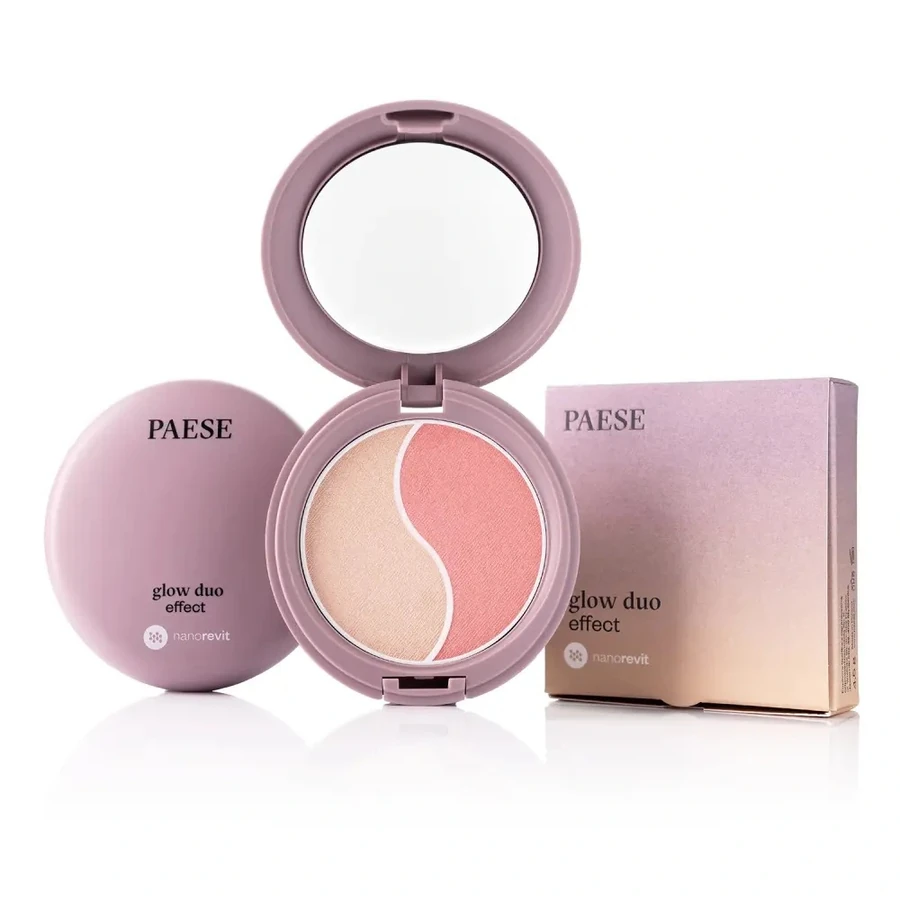 Контурна палітра Хайлайтер та бронзер 2в1 Paese Nanorevit Glow Duo Effect Blush + Highlighter 4,5г