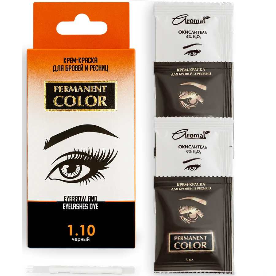 Фарба для брів та вій Aromat Permanent Color Eyebrow and Eyelashes Dye №1.10 Black чорний
