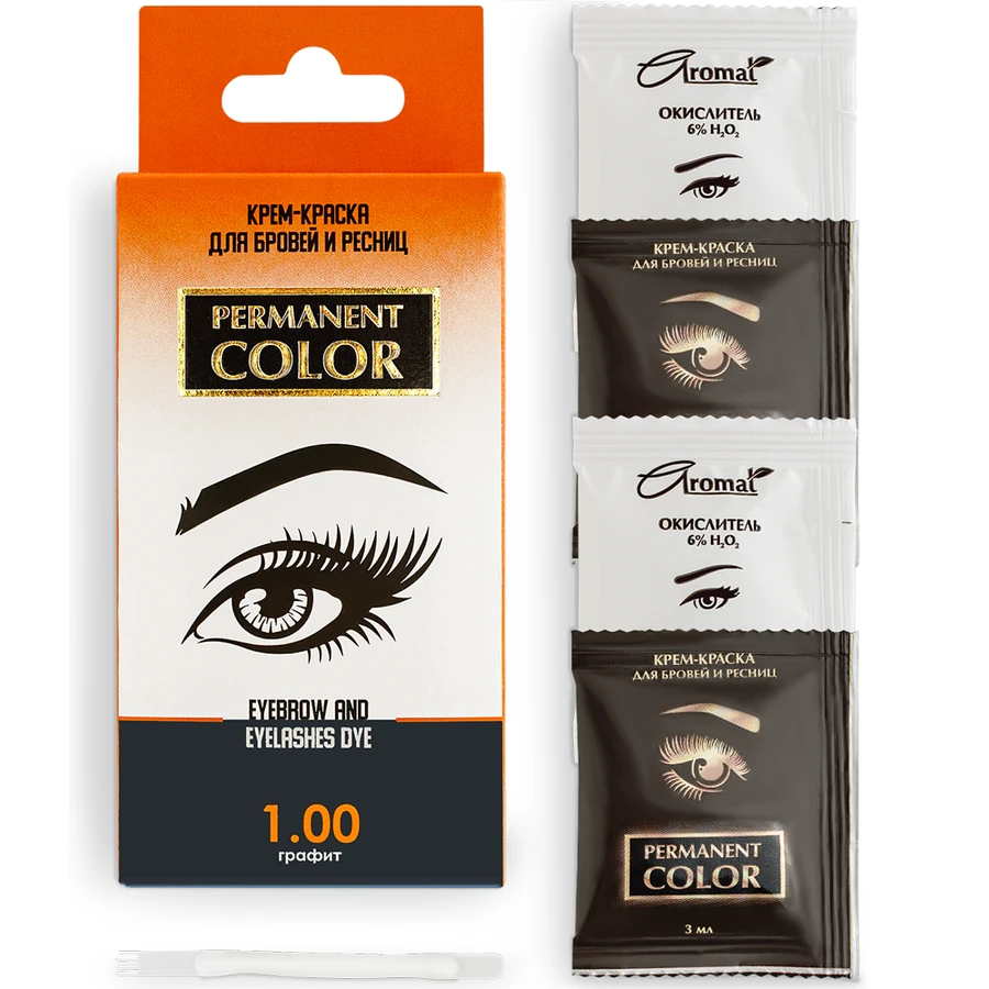 Фарба для брів та вій Aromat Permanent Color Eyebrow and Eyelashes Dye №1.0 Graphite графіт