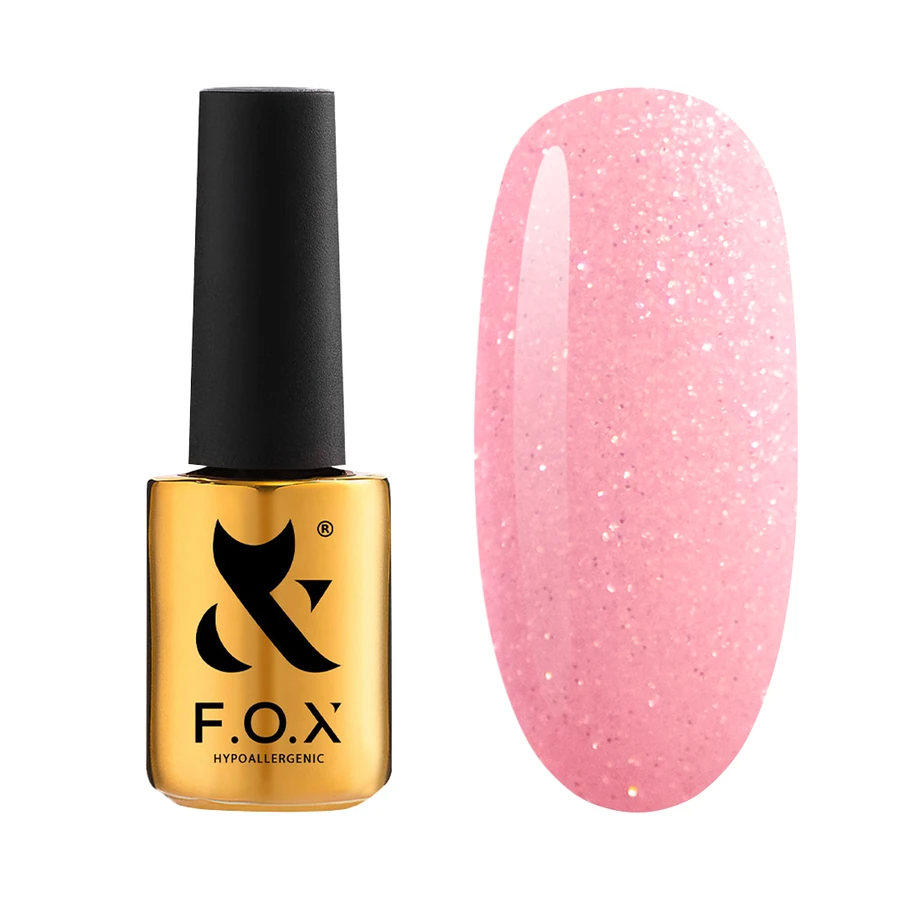 Камуфлюючий гель для зміцнення нігтів FOX Shine Gel Rose ніжний рожевий з дрібним шиммером 14 мл