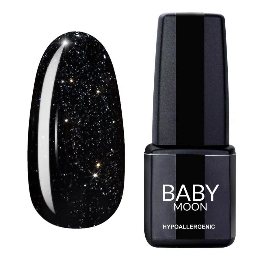 Гель-лак BABY MOON Dance Diamond Gel Polish №001 чорно-зелений із сріблястим шиммером 6 мл