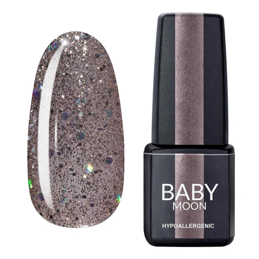 Гель-лак BABY MOON Dance Diamond Gel Polish №016 сріблясто-бежевий з різнокольоровим глітером 6 мл