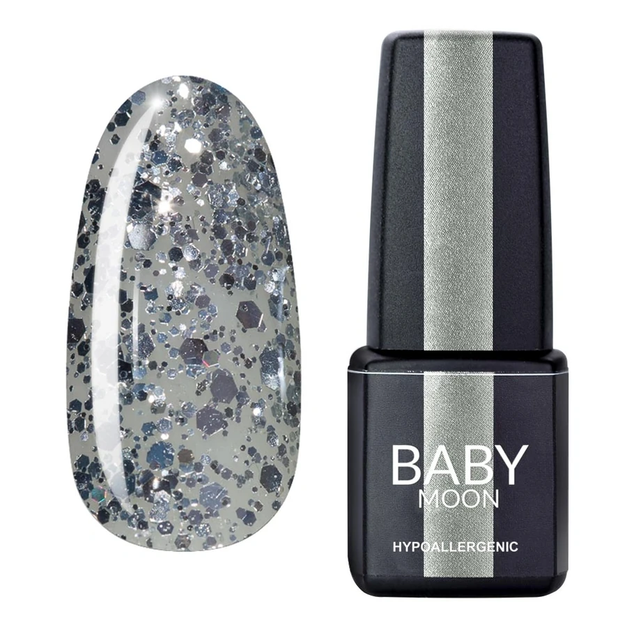Гель-лак BABY MOON Dance Diamond Gel Polish №019 напівпрозорий срібний глітер 6 мл