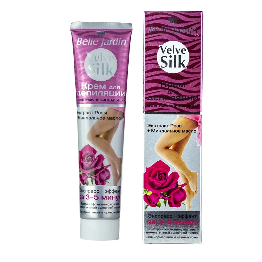 Крем для депіляції мультифункціональний Belle Jardin Velve Silk Multifunctional Depilatory Cream екстракт троянди + мигдальне масло 75 мл