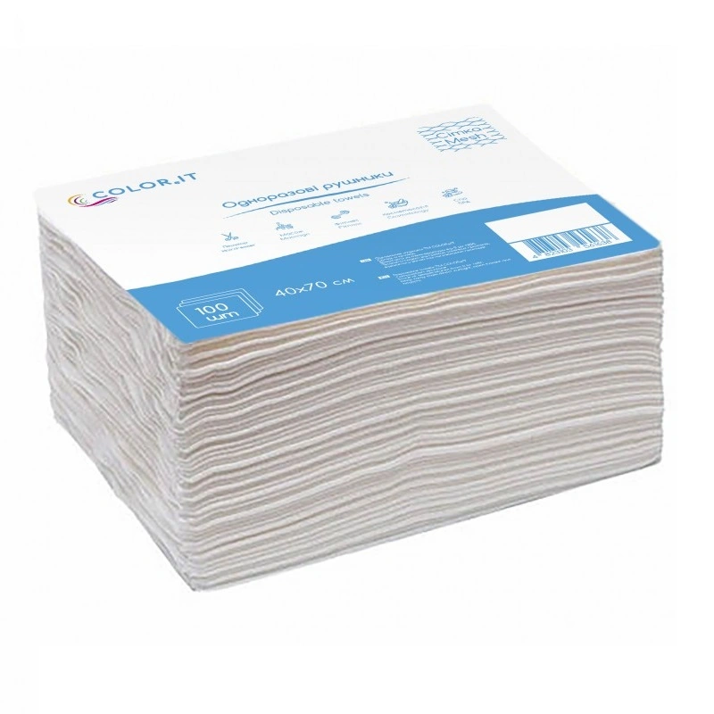 Одноразові рушники спанлейс COLOReIT Disposable Spunlace Towels 40х70 см сіті білі 100 шт