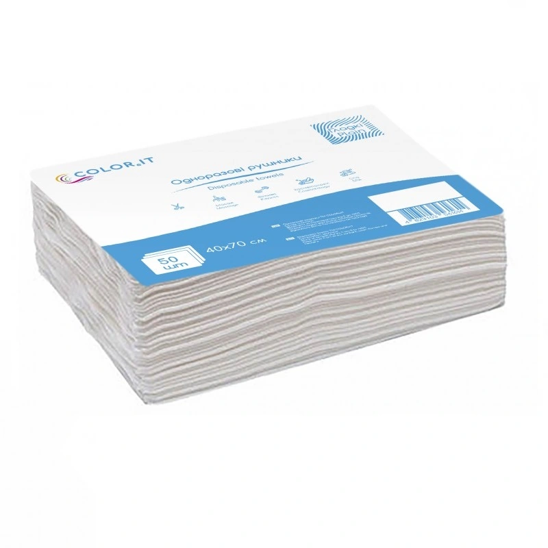 Одноразові рушники спанлейс COLOReIT Disposable Spunlace Towels 40х70 см гладкі білі 50 шт