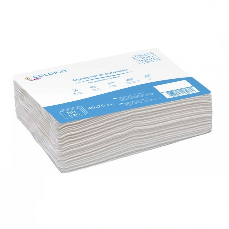 Одноразові рушники спанлейс COLOReIT Disposable Spunlace Towels 40х70 см сітка, білі 50 шт