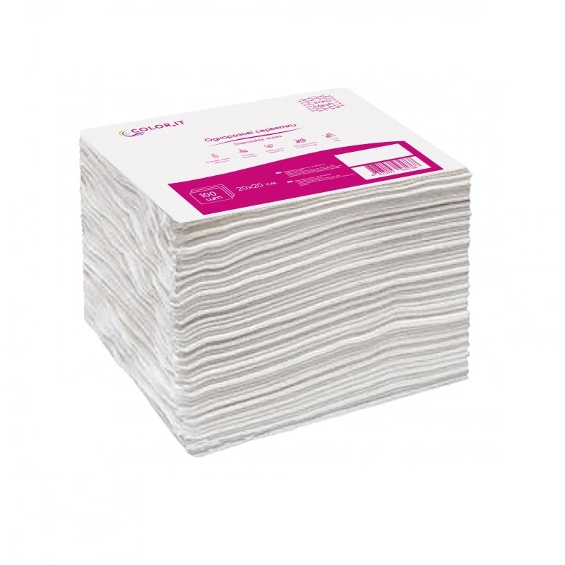 Одноразові серветки спанлейс COLOReIT Spunlace Disposable Wipes 20х20 см сітчасті, білі 100 шт