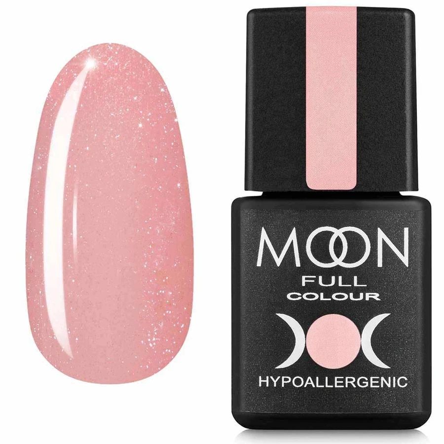 Кольорова база для гель-лаку MOON FULL Barbie Color Rubber Base №04 персиковий з дрібним шиммером 8 мл