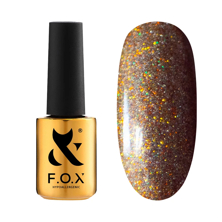 База світловідбиваюча котяче око FOX Base Flash Cat Eye 005 жовта з голографічними блискітками 7 мл