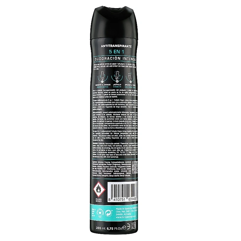 Дезодорант-антиперспірант 5-1 для жінок Tulipan Negro Antiperspirant for Women 5 in 1 200 мл