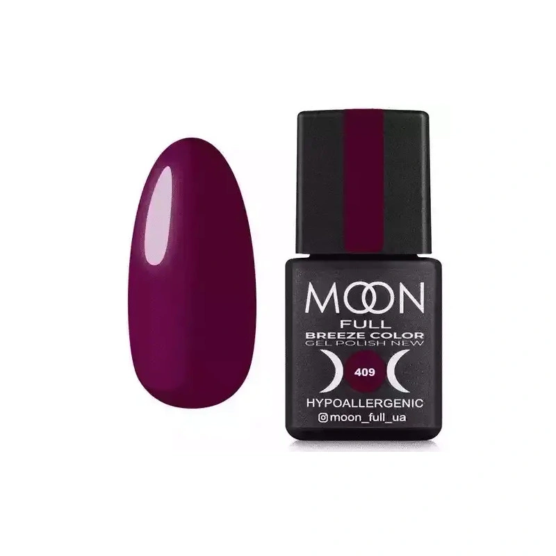 Гель-лак MOON FULL Full Breeze color №409 темно-малиновий, емаль 8 мл
