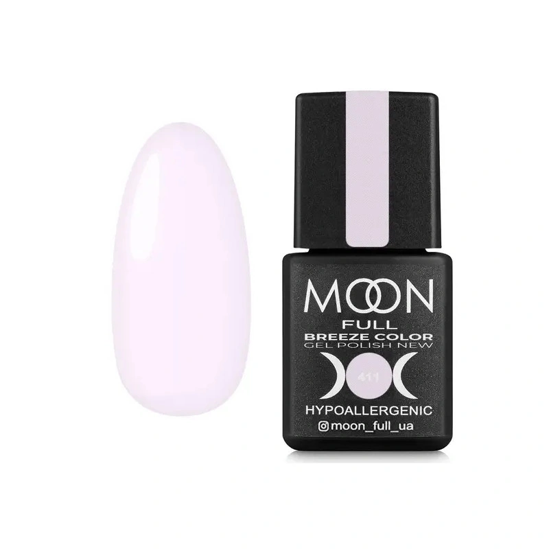 Гель-лак MOON FULL Full Breeze color №411 ніжно-бузковий, емаль 8 мл